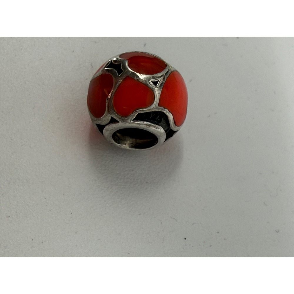 Retired Pandora Red Hot Love Enamel Hearts Charm Model 790436ER 925